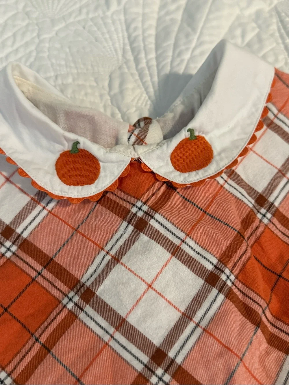 Gymboree Orange Plaid Dress with pumpkin collar